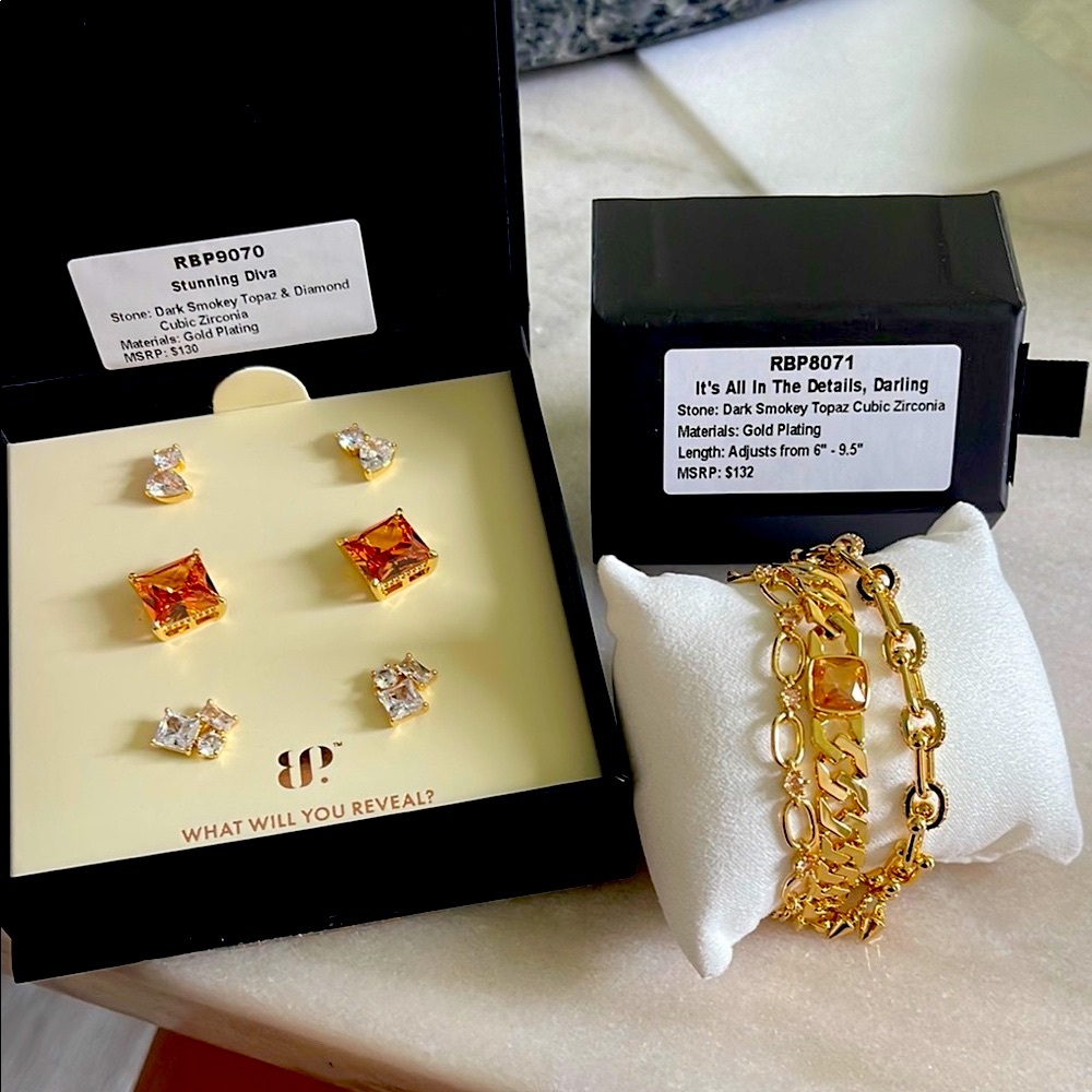 BP Smokey Topaz Gold Jewelry Set